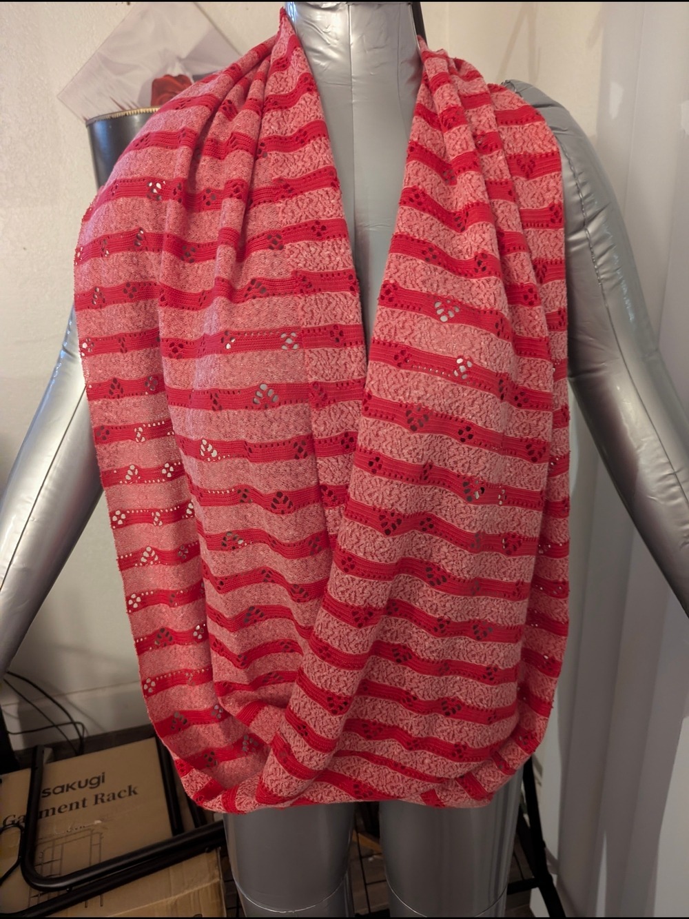 Stylish Pink/Fuchsia Stripe Sequin Infinity Scarf